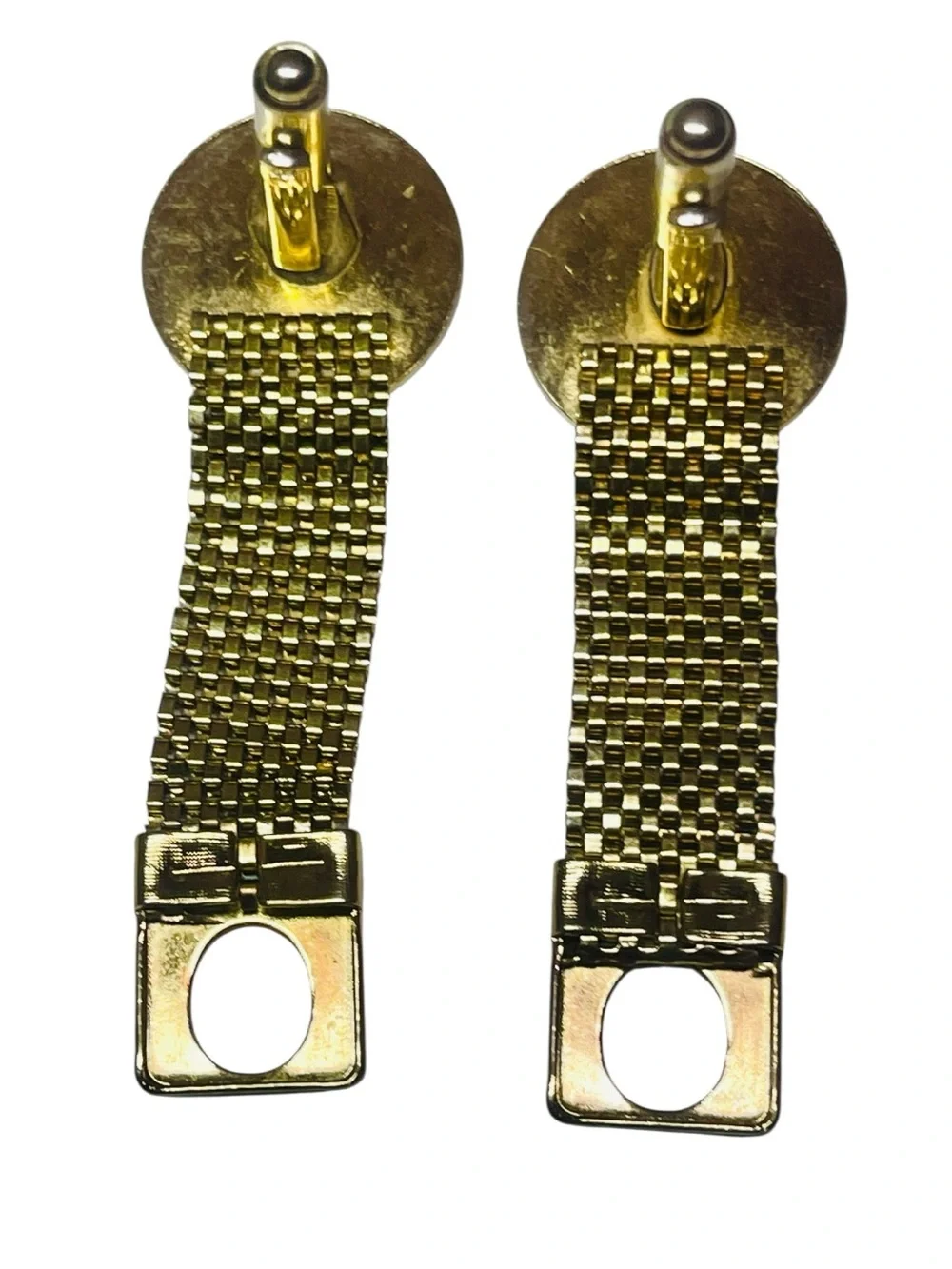 Vintage Hickok Mid Century Modern Wrap Around Gold Tone Mesh Cufflinks Signed